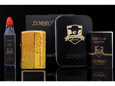 Zorro Lighter Fluid Refill Flip Lid Gold - Zorro